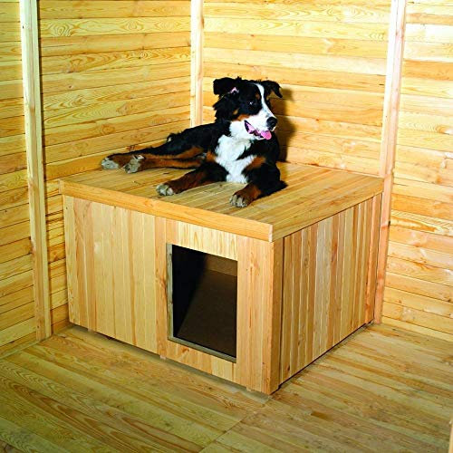 Beauty.Scouts Hundehütte Canin Hundezwinger 108x89x69cm Kiefernholz massiv naturfarben Hütte Hund Garten wärmeisoliert standfest robust Zwingerbox Hundebox