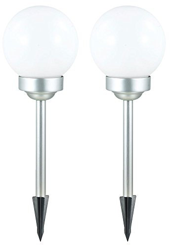 etc-shop LED Solarkugel Gartendeko Außenleuchte weiß Gartenlampe Kugelleuchte weiß, Kunststoff, mit Balkonhalter, warmweiß, DxH 15x42,5 cm, 2er Set