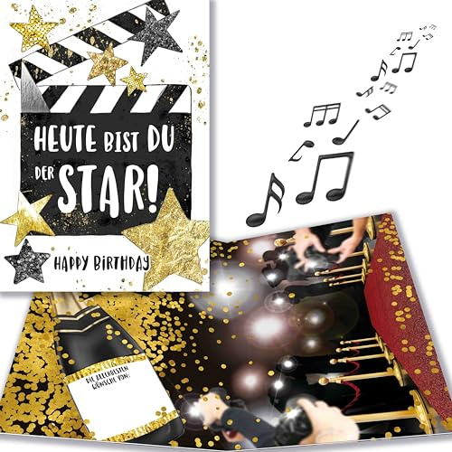 bentino MUSIK Geburtstagskarte Star mit LICHTEFFEKT, lustige Glückwunschkarte zum Geburtstag für alle Mädels und Damen mit Hang zum großen Auftritt