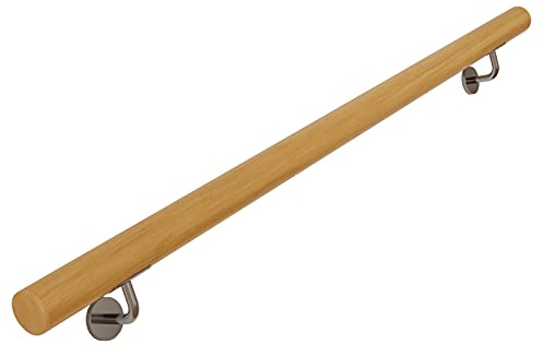 Corrimano in Legno Massello Ringhiera per Scale Antiscivolo di Sicurezza Kit Completo Moderno Passamano per Interni,Corrimano per Giardino di Casa (40cm)