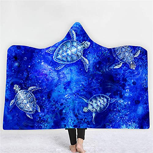 YUNHOME Kapuzendecke Decke Mit Kapuze Kuscheldecke Blanket Hoodie Ozean-Schildkröte 2 Mit Kapuze Manteldecke Doppelt Plüsch-Hyhg010014._150 Cmx200Cm.