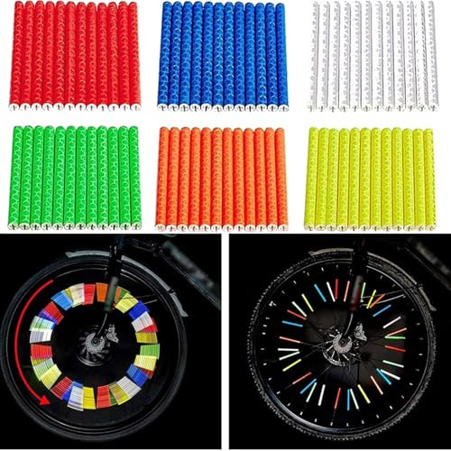 NA 72 PCS Bike Spoke Reflector bright Reflectors Clip Cycling Reflective Clips for Kids Adult Bike 6 colours