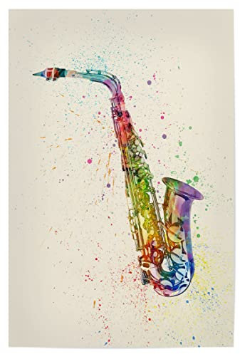 artboxONE Poster 45x30 cm Musik Saxophone Abstract Watercolour - Bild Saxophone Colorful Instrument