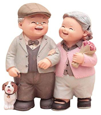 LIFKOME Amorevole Coppia di Anziani Figurine di San in Resina Marito E Statue Nonni Genitori Figure Statue di Anniversario di Matrimonio per La Decorazione Della Casa per