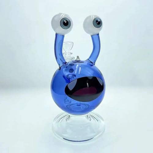 Green Glass Bong, Big Eyes Water Bongs for Smoking Bong Bowl 14.5mm Height 16.5cm Recycling Pipe with Tornado Filter Cute Cartoon Glass Water Bong hookahs Oil Rig Bongs