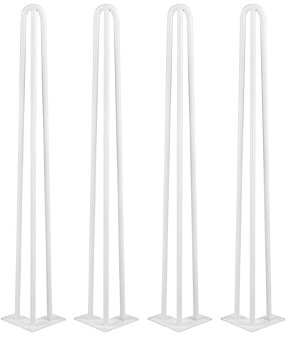 MINGYI Tischbeine aus Haarnadel, Set mit 4 Hairpin-Füßen, Höhe 71 cm, Beine aus Stahl, Weiß B