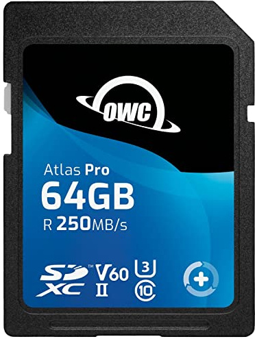 OWC Atlas Pro SDXC UHS-II V60 Media Card, scheda di memoria economica e di altissima qualità per le foto più comuni e gli usi di acquisizione video fino a 4K - 64GB