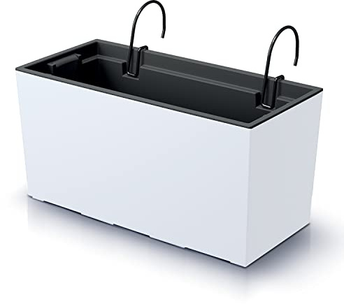 IMJ-Global Vaso per Fiori piante Rettangolare Urbi Case W Decorativo in Plastica Alto 20 cm da interno esterno 19x40 cm Rettangolare Bianco Design Moderno 12 Litri