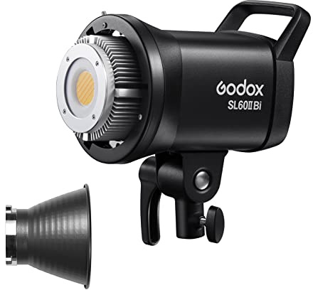 Godox SL60IIBi Studio LED Video Light 75W 2800K-6500K Built-in 11 FX Lighting Effects Bowens Mount APP/2.4G Wireless/On-board Control+ 5pcs Soft Diffuser Cloth + 3-in-1 Cleaning Kit