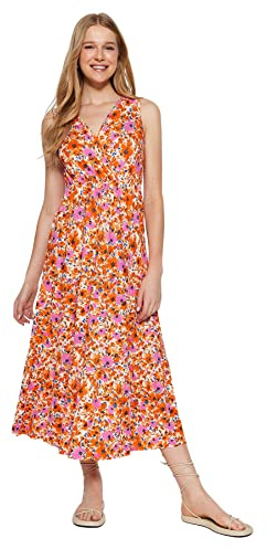 Trendyol Women Maxi A-Line Regular Fit Knit Dress, Maxi Abito in Maglia a Trapezio da Donna Donna, Orange,