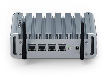 FANPEEC Firewall AES-NI, micro PC fanless, mini PC industriale Windows 10 Pro Celeron J4125 8GB RAM 128GB SSD, 4 x Rj45 I225-V 2.5 Gbe LAN, WiFi a banda singola, slot per scheda SIM