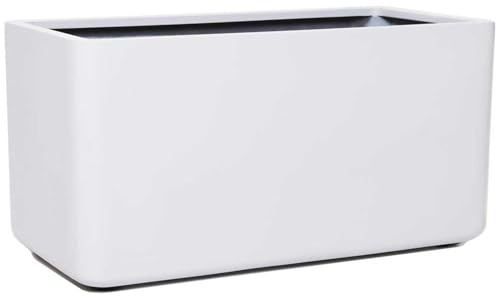 VIVANNO Bac à Fleurs avec roulettes Maxi Round 80x40x40 - Blanc Mat