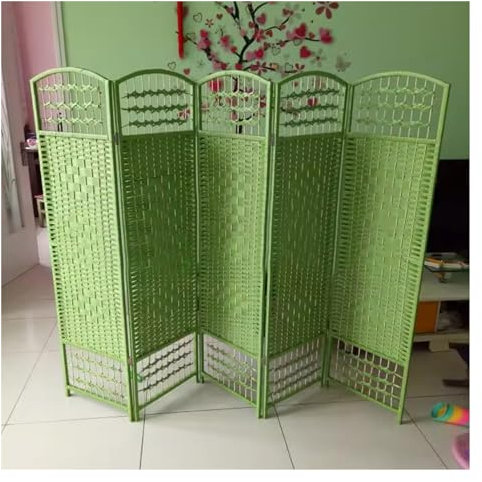GOCHUSX Schermo per La Privacy Indipendente, Divisori per Schermi Pieghevoli, Divisorio per Ambienti in Fibra Intrecciata per Casa, Divisorio Protettivo Mobile Decorativo (Colore : Verde, Taglia : 8