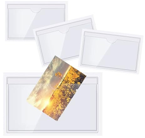 50 Stück Visitenkartentaschen Selbstklebend Transparent mit Daumenausstanzung oben, Selbstklebende Etikettenbeutel, Transparenter Kreditkartenhalter, Etiketten Kartenhalter(Size:(A5)22.5 * 15.5CM)