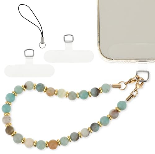 Mabor Dragonne de téléphone en perles marbrées avec languette d'attache sangle de poignet amovible pour téléphone portable pour femme pourla plupart des téléphones portables