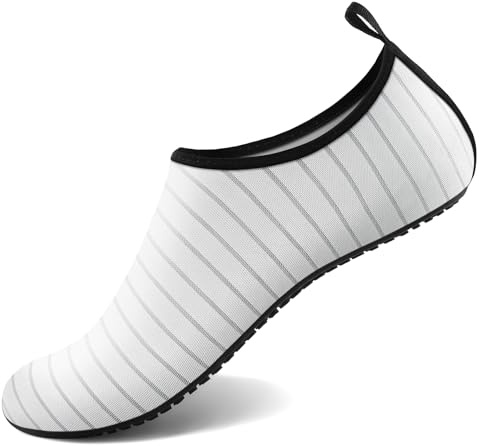 Homitem Wasserschuhe für Damen und Herren, Aqua-Socken, Schwimmen, Strand, Pool, Fluss, Slipper, Barfuß, schnelltrocknend, Urlaub, Kreuzfahrt, Zubehör für Yoga, Kajak, Sport, Weiss/opulenter Garten