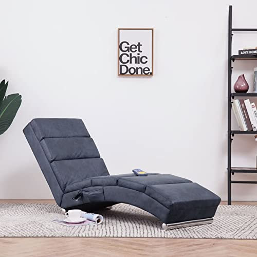 Camerina Massage Chaiselongue Grau Wildleder-Optik Indoor Lounge Sofa,gepolsterte Recamiere für Wohnzimmer, Schlafzimmer und Büro