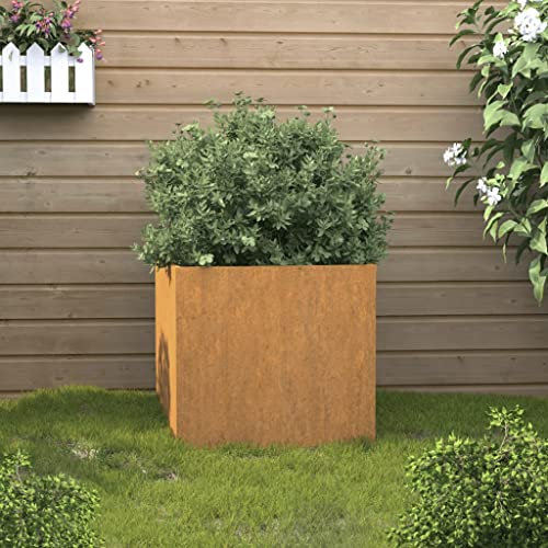 THOYTOUI Fioriere da esterno,Basi per piante per balconi e giardini,Cassette per piante in metallo resistenti a tutte le stagioni,Fioriera 32x30x29 cm Acciaio Corten