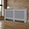 ECD Germany Copritermosifone con Motivo a Nido d'Ape 152x19x82 cm Grigio in Legno MDF Laccato per Camera da Letto Soggiorno Copriradiatore Riscaldamento Copertura per Radiatore Coperchio Calorifero