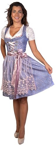 Trachtl - Midi Dirndl Alissa Trachtenkleid Dirndl Damen 2. TLG- Set Trachtenkleid in 3 Farben und Schürze