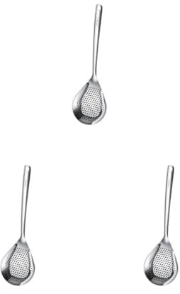 3 Set mit 304 Edelstahl-Schöpflöffeln, langlebig, zum Braten, Backen, Schaufeln, groß