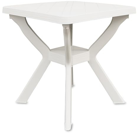 Spetebo Kunststoff Gartentisch quadratisch 70 cm - weiß | Campingtisch, klassisches Design, Balkontisch, Terrassentisch, Outdoor Außenbereich