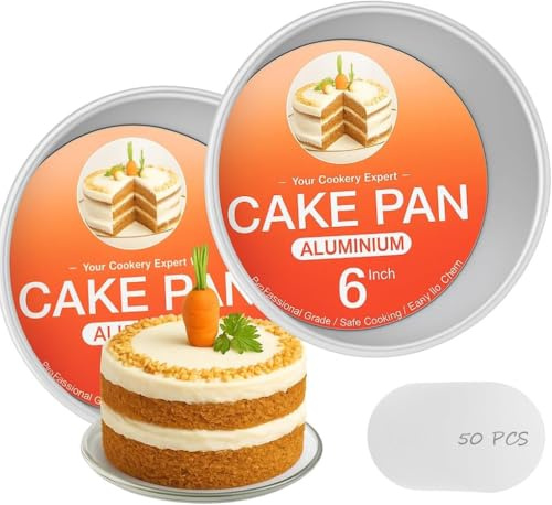 OAMCEG Backformen Set 2-teilig – 15cm Runde Aluminium Backform Rund mit Abnehmbarem Boden & Antihaftbeschichtung – Robuste Torten Zubehör Backform für Ofen, Party, Geburtstagskuchen