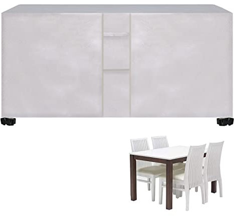 Abdeckung für Terrassenmöbel, 120 x 120 x 74 cm, wasserdicht, 420D-Oxford-Gewebe, Tisch- und Stuhlabdeckung mit fester Schnalle, schützt Ihre Liege vor Regen und Sonne, silberfarben