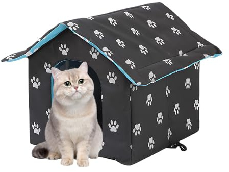 SKIKHN Niche D'extérieur pour Chat, Maison pour Chat Hivernée, Maison pour Chat pour l'extérieur, Imperméable, Résistante à l'hiver et Pliable, Abri Extérieur pour Chat pour Chats et Chiens Errants
