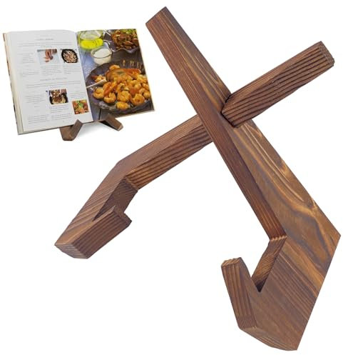 MeoZynxadril Kochbuchhalter, Buchständer aus Holz, Kochbuchständer, Buchhalter Rezepthalter, Rezepthalter für Küche, Faltbar Leseständer, für Millimeterpapier, Notenblättern, Zeitschriften