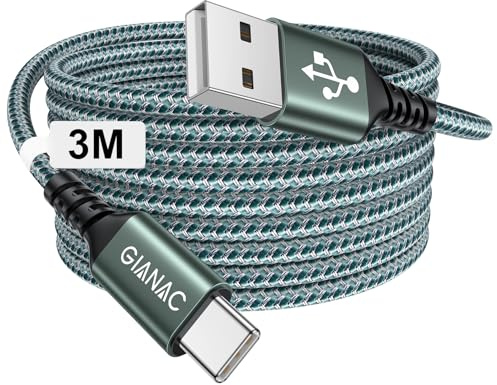 GIANAC USB C Kabel Lang [3M] Ladekabel 3.1A schnellladekabel und Datenkabel für Samsung Galaxy S22 S21 S20 S10 S9 S8 Plus, Huawei P30/P20/P10, Google Pixel, Sony Xperia
