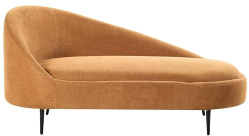 Beliani Chaiselongue Links Stoff orange gesteppt mit Metallgestell schwarz Valreas