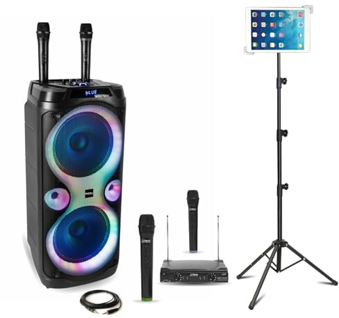 Ibiza - Karaoke-Pack Ibiza Columba-Karaoke 1000 W – 4 kabellose Mikrofone – Halterung für Tablet SMM20 – DJ-Sono-Abend