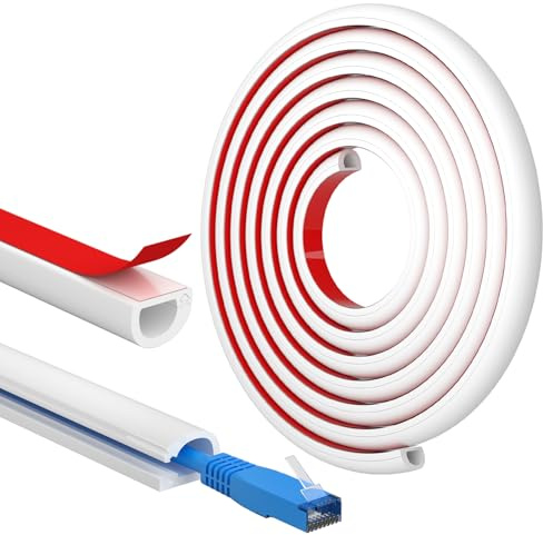FIXCHORD Goulotte Autocollante, Goulotte Électrique, Retardateur de Flammes, Peinturable, Goulotte Décorative pour La Maison et au Bureau, 15mm (Largeur) x 10mm (Hauteur) x 3m Longueurs - Blanc