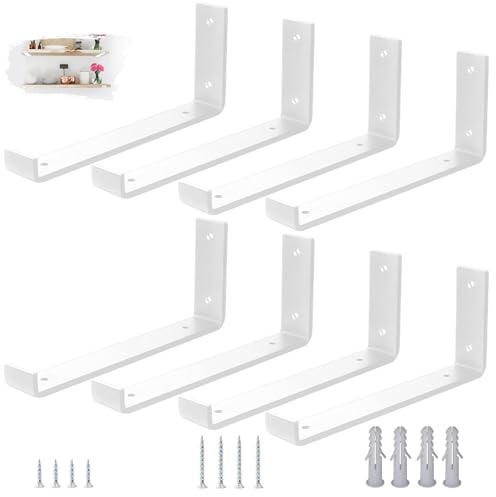 VTOPVMAX 8 Stück Regalhalterung weiß mit Lippe - Schwerlast Regalwinkel für Wand Regale & Gerüstbohlen - 5mm Stahl regalträger 30 cm