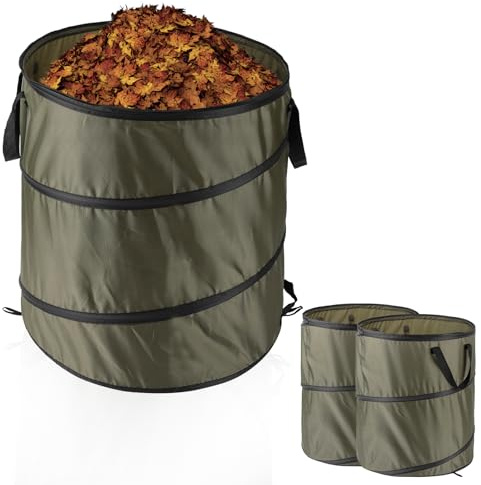 2 Pcs Pop Up Garden Waste Bag Oxford Cloth Collapsible Large Heavy Duty Sack With Handles For Waste Rubbish Toys Etc Garden Bag For Storage Gardening Reusable Container for Lawn Care (Green-37L)