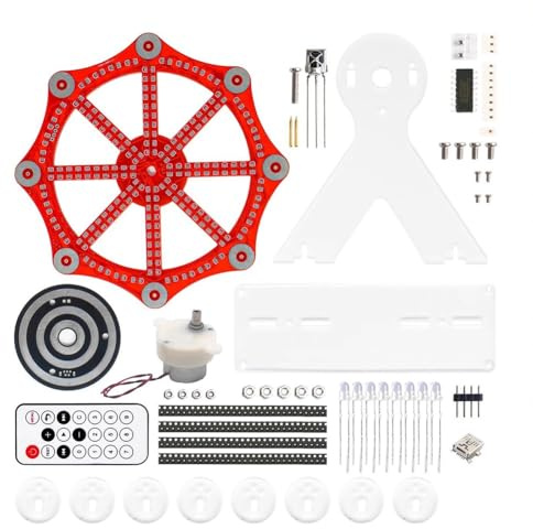 Fangxuee Elektronik-Bausatz zum Selbermachen, LED, Rotierendes Wolkenkratzerrad, Blinkendes Lötprojekt, Übungsbausatz, 10 Arten Von Blinkmodi, Fernbedienung