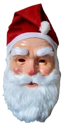 Realistic Santa Claus Mask with Hat,Full Face Old Man Mask,Funny Christmas Mr&Mrs Santa Claus Masks Fancy Dress for Halloween Carnival Costume Party