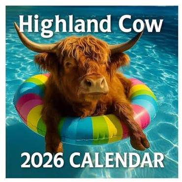 Cow Calendar 2026 | Adorable Scottish Highland Cattle 12 Months Wall Calendar | Rustic Farmhouse Wall Art Home Decor for Organizing & Planning | Present for Animal Lovers