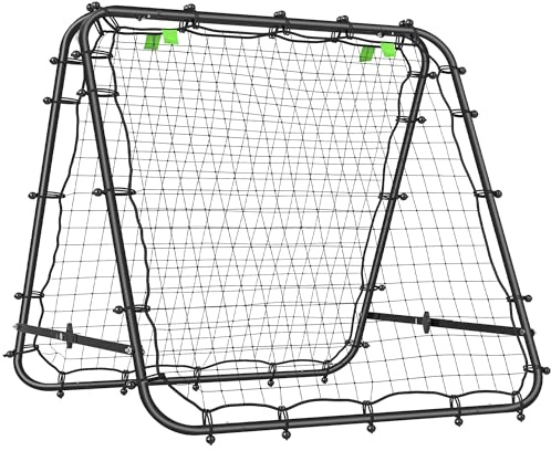 HOMCOM Rete di Rimbalzo per Calcio Pieghevole, Rete da Calcio Rimbalzante con Angolazione Regolabile in Acciaio, per Allenamento Baseball e Pallavolo, 100x95x90 cm, Nero