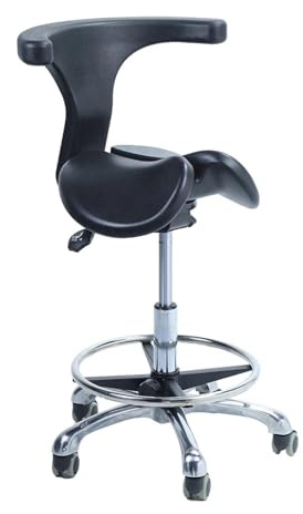 Chaise ou tabouret de style selle avec assise divisée, chaise médicale avec dossier, deux options d'inclinaison, hauteur pour cabinets dentaires et maison (hauteur 50-64 cm)