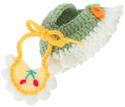 Abaodam Set de Chapeau Tissé et Bavoir pour Poupée Tenue Douce Coton Accessoire Photo pour Cosplay et Habillage Rapide