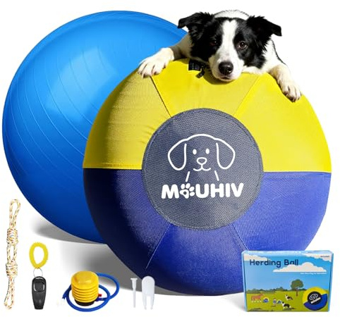 MOUHIV 45 cm (18 tum) spisboll för hundar, stora hästbollar, hundträningsboll med handpump, interaktiv hundleksak, hundbollar för träning, utomhus, sport, hästleksak (medelstor)