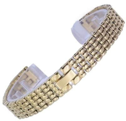 8/9/10/11/12/13/14 mm litet armband i rostfritt stål, universellt reservarmband for smartklockor for kvinnor.(Gold,11mm)