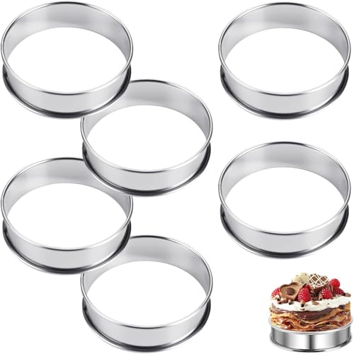 6-Piece Stainless Steel Baking Rings for Perfect Crumpets, Pancakes, and More - 8cm Non-Stick, Heat-Resistant, Dishwasher Safe