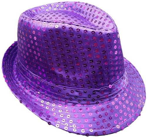 MUNSKT Gorras de jazz con purpurina para adultos, con lentejuelas, para fiestas, hip hop para despedidas de soltero, noche, espectáculos de baile, fiestas, Mardi Gras y eventos de disfraces