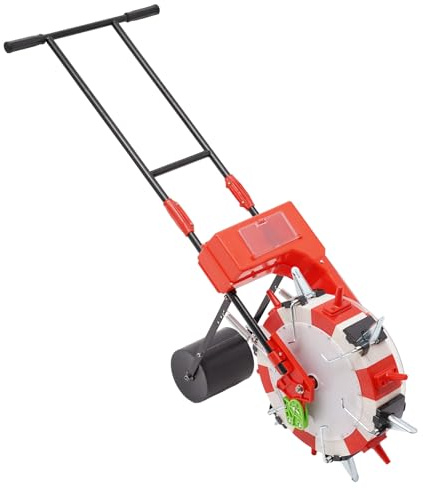 Jpolotmj 6 Nozzles Manual Hand-Push Seeder, Garden Push Seeder Planter, Fertilizer Applicator, 8.27 Pounds Corn Planter Within 3-15mm, Adjustable Sowing Mode, 10 in Spacing, Hand-Push Roller Seeding