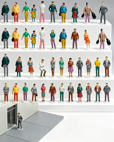 HAPZUR 100 Pequeñas Personas Miniatura Coloridas, Figuras de Modelismo Escala 1:100 con Varias Poses para Maquetas de Tren, Dioramas y Añadir Realismo a Paisajes.