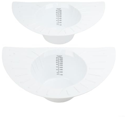 Belnotelt Sombrero de orina de 30 onzas, 900 ml, con alas laterales antideslizantes y boquilla de vertido para asiento de inodoro, pruebas de heces de análisis de orina, color blanco