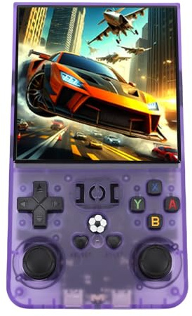 Yechiry Retro Handheld Game Console, 4.0 Inch HD Screen Retro Gaming Console with Built in 60 Emulators, Mini Electronic Gaming Player Xmas Birthday Blue (Purple Transparent)